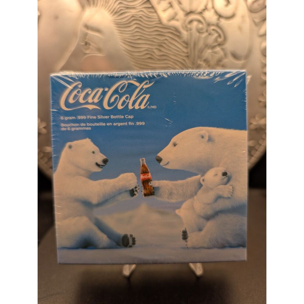 Coca‑Cola Polar Bear Silver Bottle Cap • 6g .999 Fine Silver • Factory Sealed
